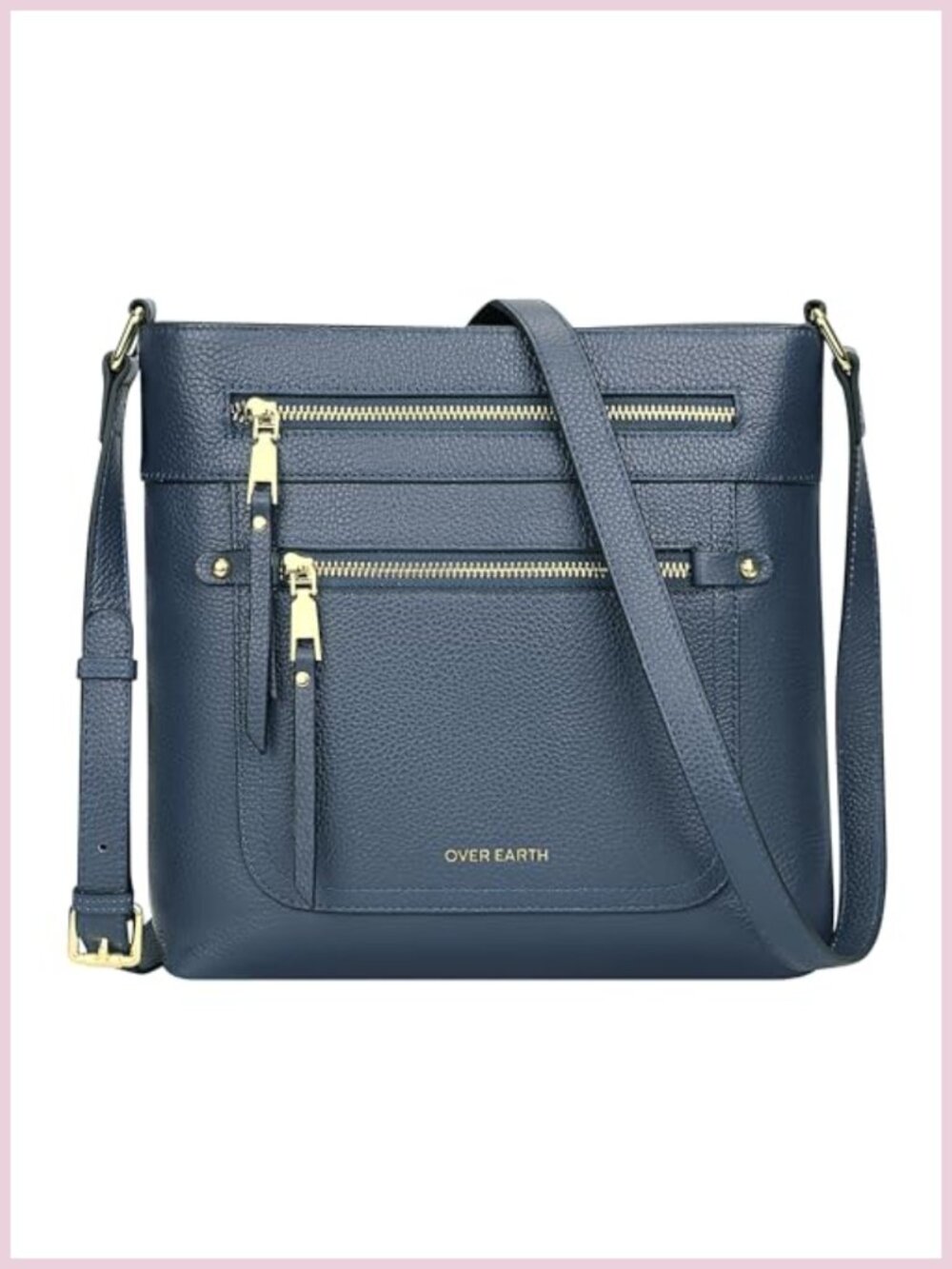 Genuine Leather Crossbody Purse Multi Pocket Shoulder Bag